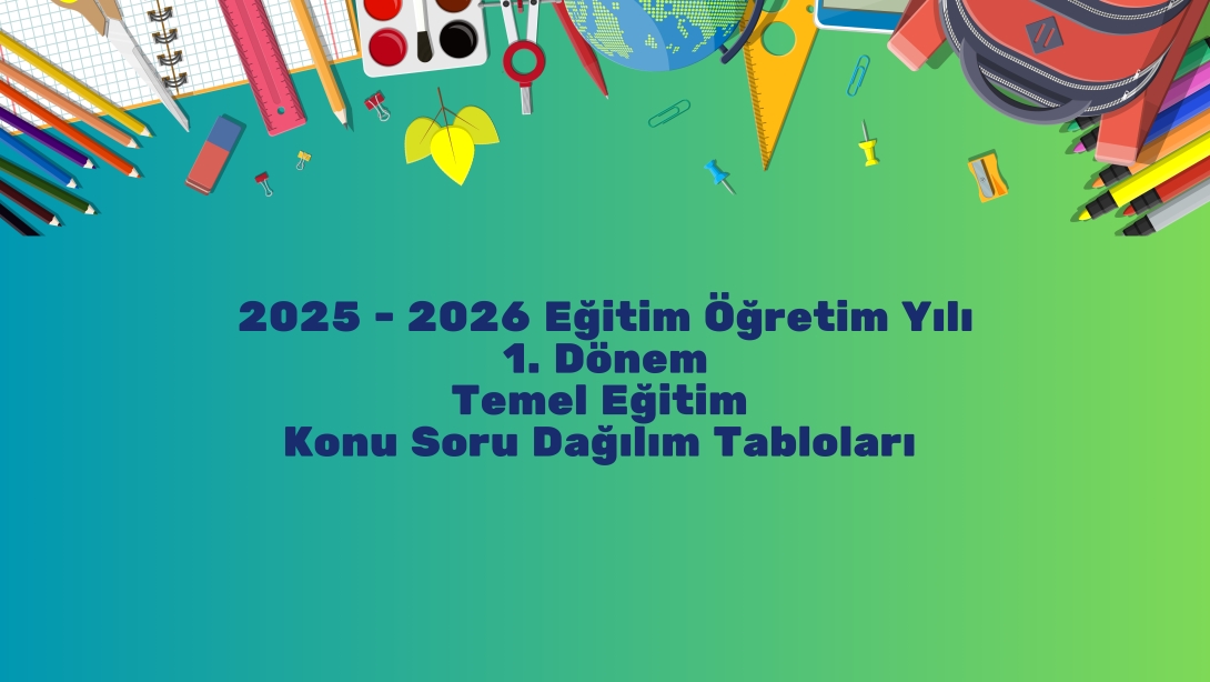 2025 - 2026 Eğitim Öğretim Yılı 1. Dönem Temel Eğitim Konu Soru Dağılım Tabloları